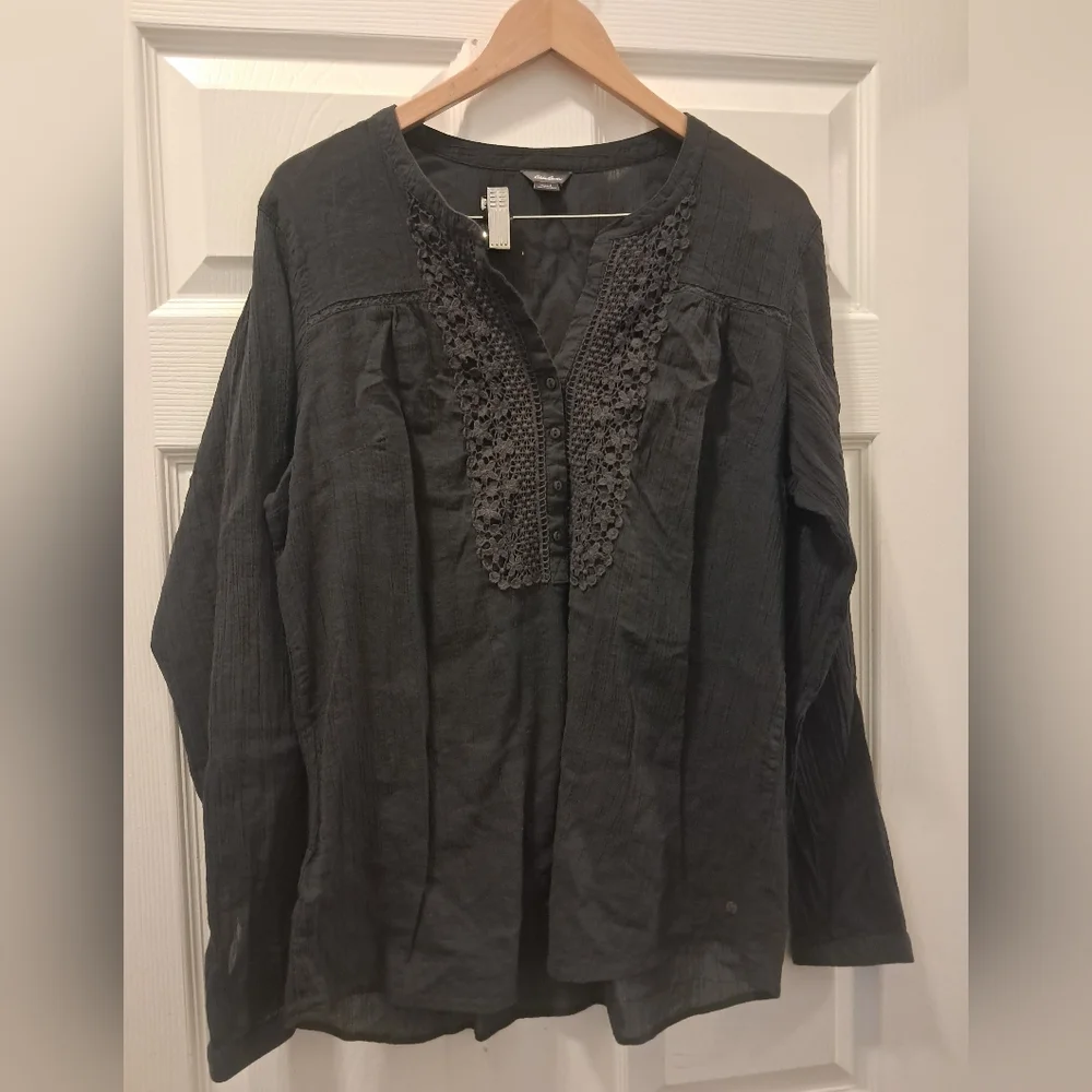 Eddie Bauer Womens Gray Blouse - Picture 1 of 5